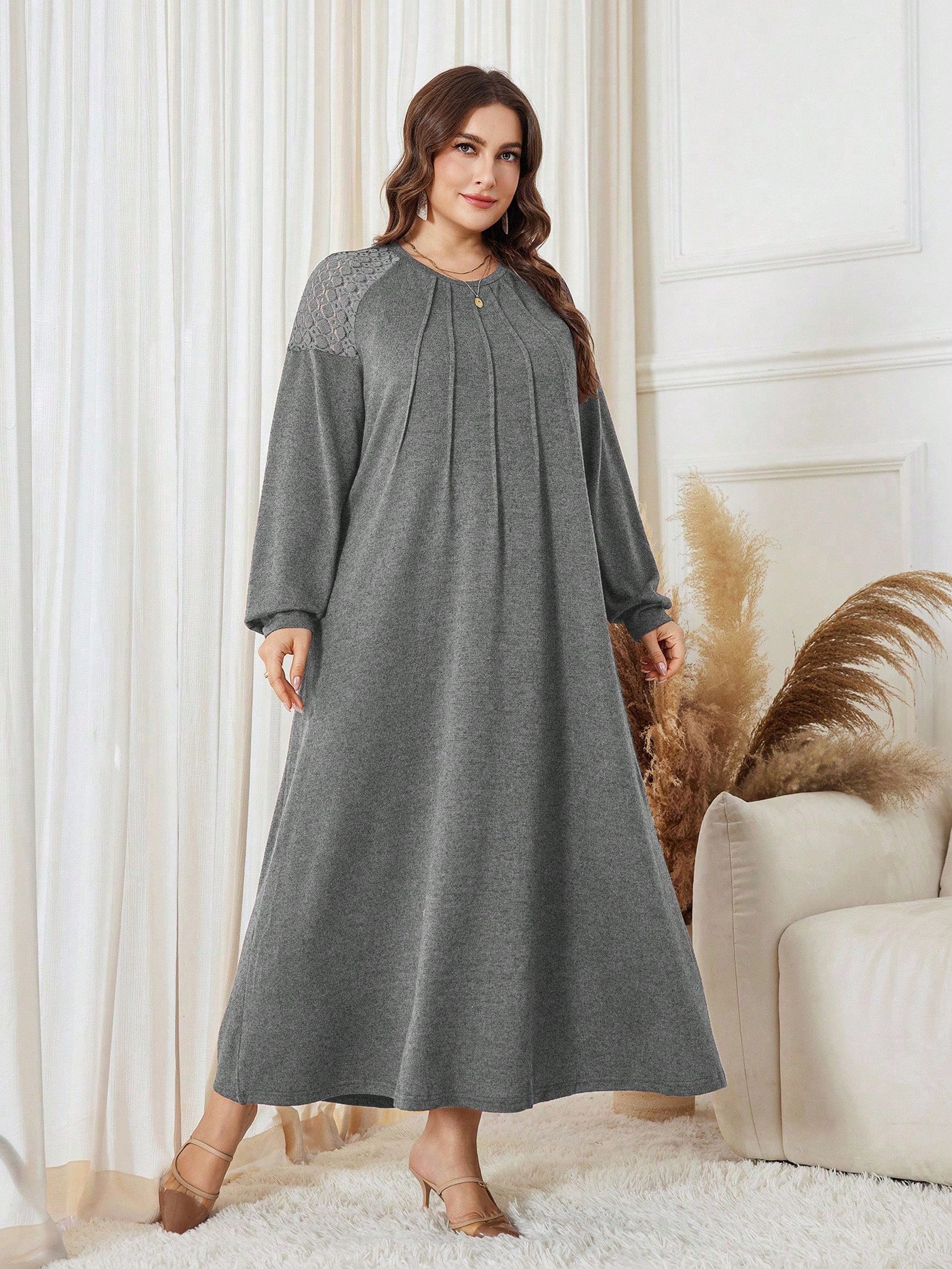 Lacomfia Robe en tricot élégante et décontractée pour femmes grandes tailles — vue 11