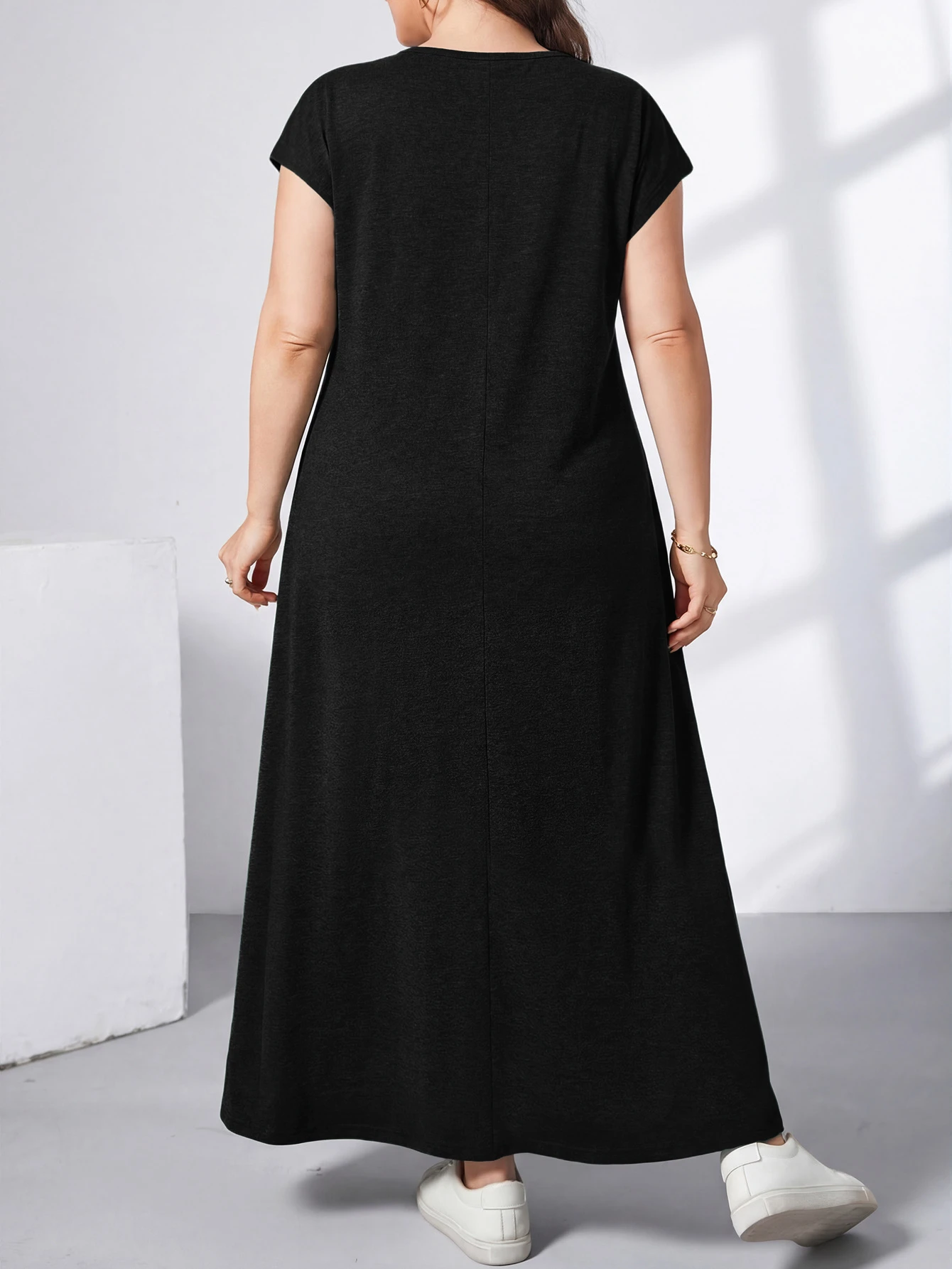 Essnce Robe longue verte à manches courtes, style simple et décontracté — vue 8