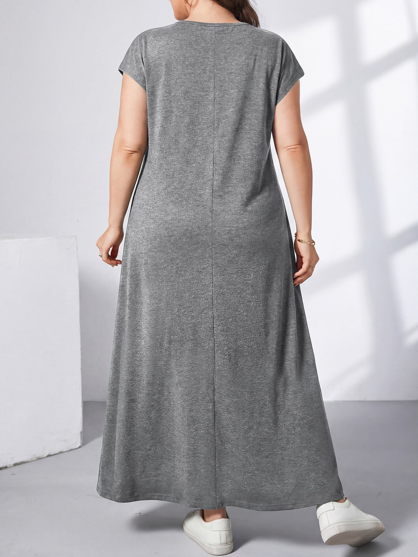 Essnce Robe longue verte à manches courtes, style simple et décontracté — vue 12