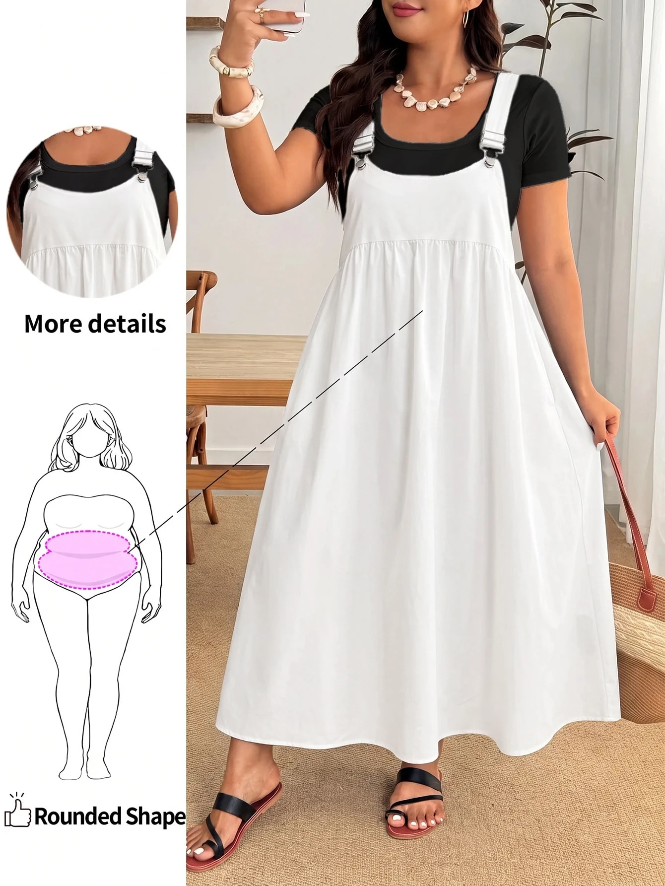 Enliva Robe ample à bretelles noire grande taille — vue 12