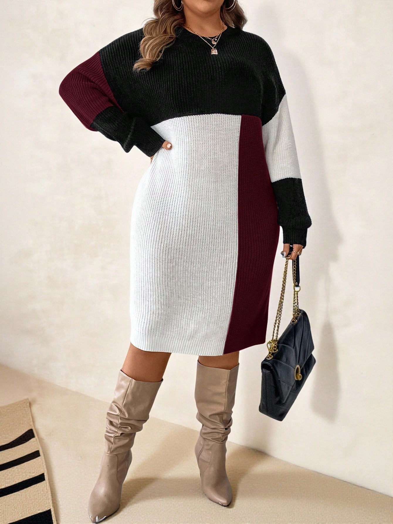 Clasi Robe pull élégante pour femmes grandes tailles, style anti-social, douce — vue 10
