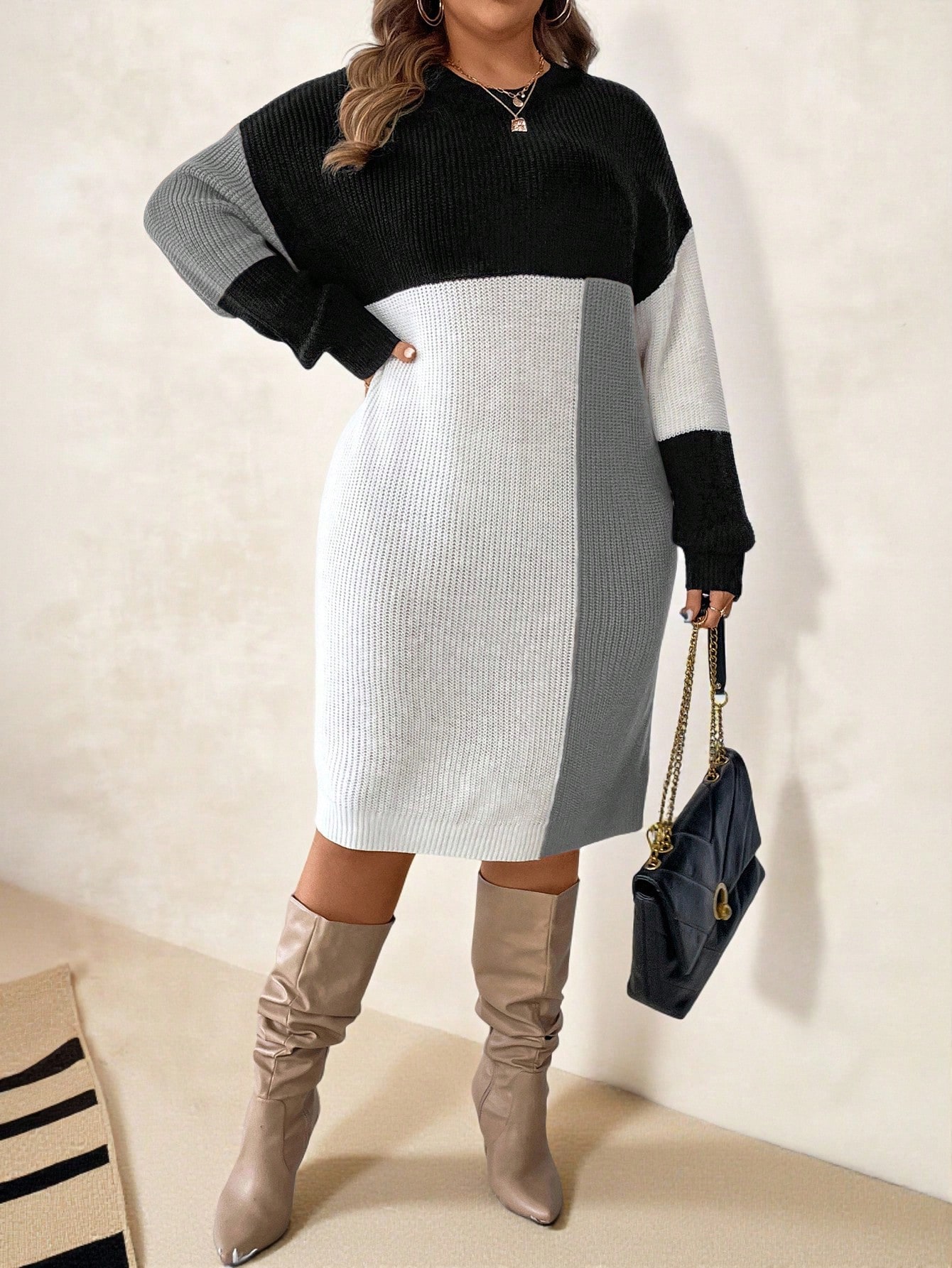Clasi Robe pull élégante pour femmes grandes tailles, style anti-social, douce — vue 11
