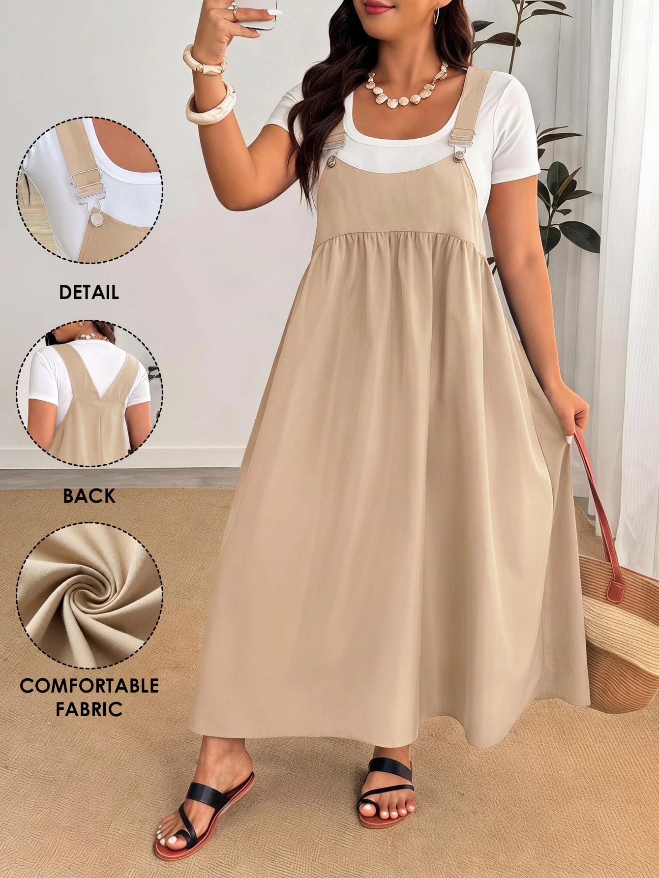 Enliva Robe ample à bretelles noire grande taille — vue 8
