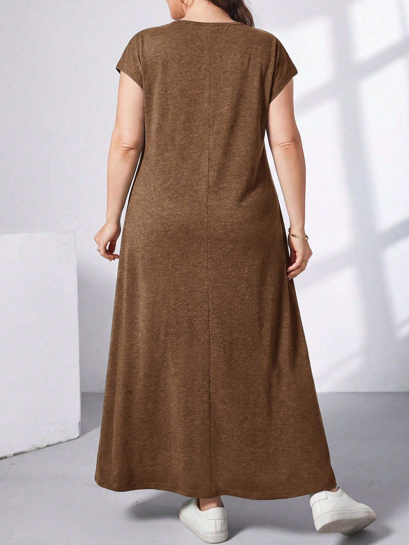Essnce Robe longue verte à manches courtes, style simple et décontracté — vue 10