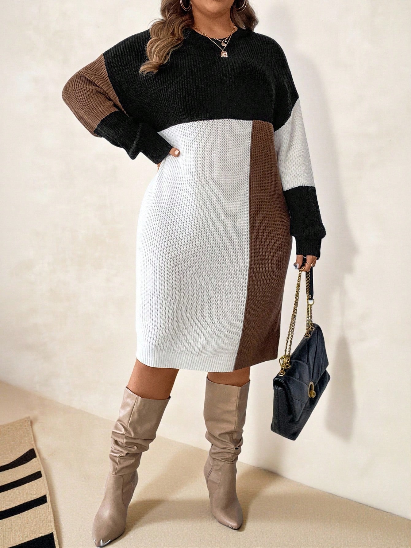 Clasi Robe pull élégante pour femmes grandes tailles, style anti-social, douce — vue 9