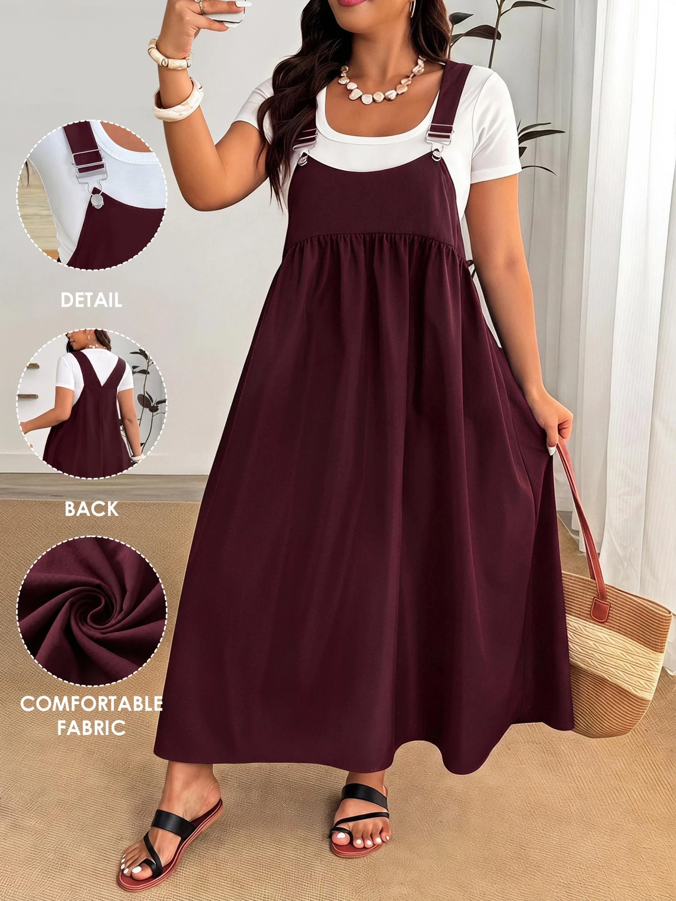 Enliva Robe ample à bretelles noire grande taille — vue 16