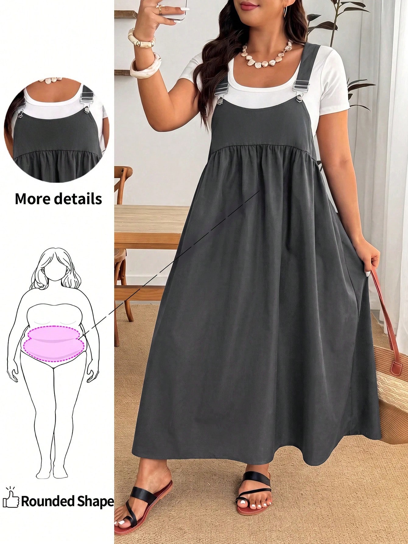 Enliva Robe ample à bretelles noire grande taille — vue 14