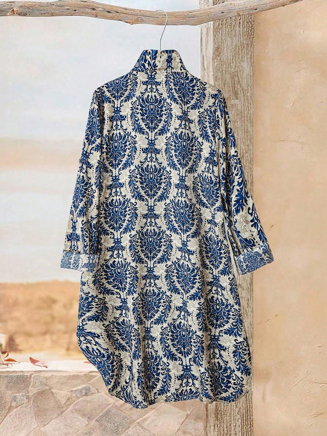 Rusticease Robe chemise cardigan grande taille pour femme, style vintage élégant — vue 3
