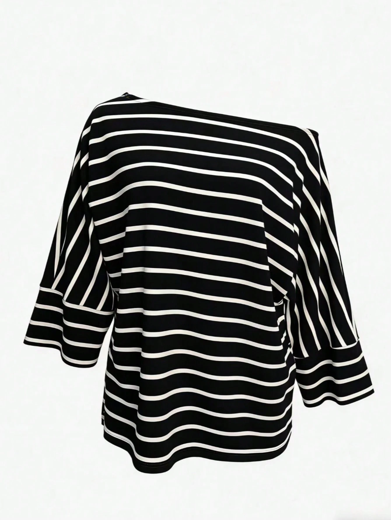 T-shirt décontracté ample à manches chauve-souris asymétriques et épaules pour femmes, — vue 5