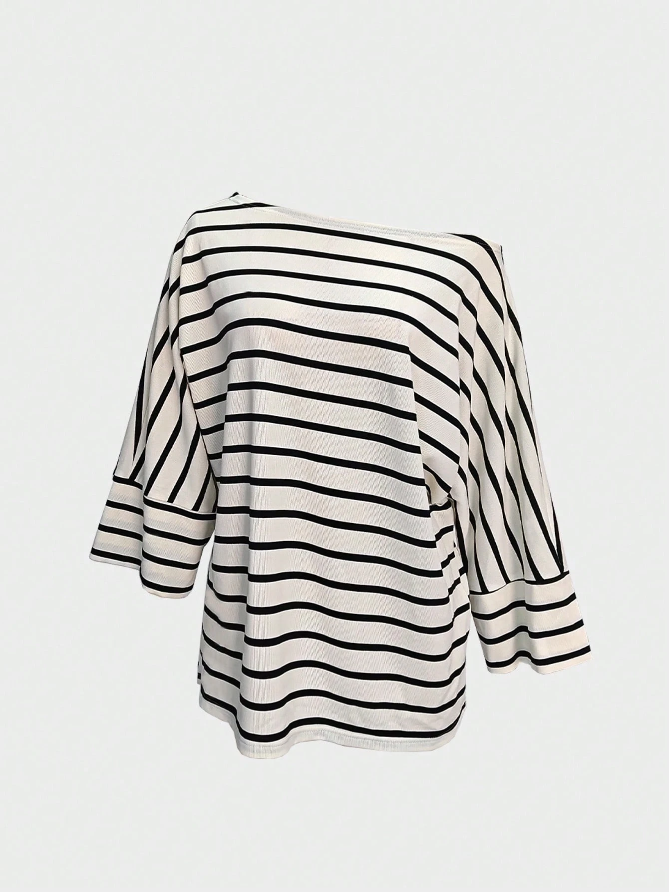 T-shirt décontracté ample à manches chauve-souris asymétriques et épaules pour femmes, — vue 6