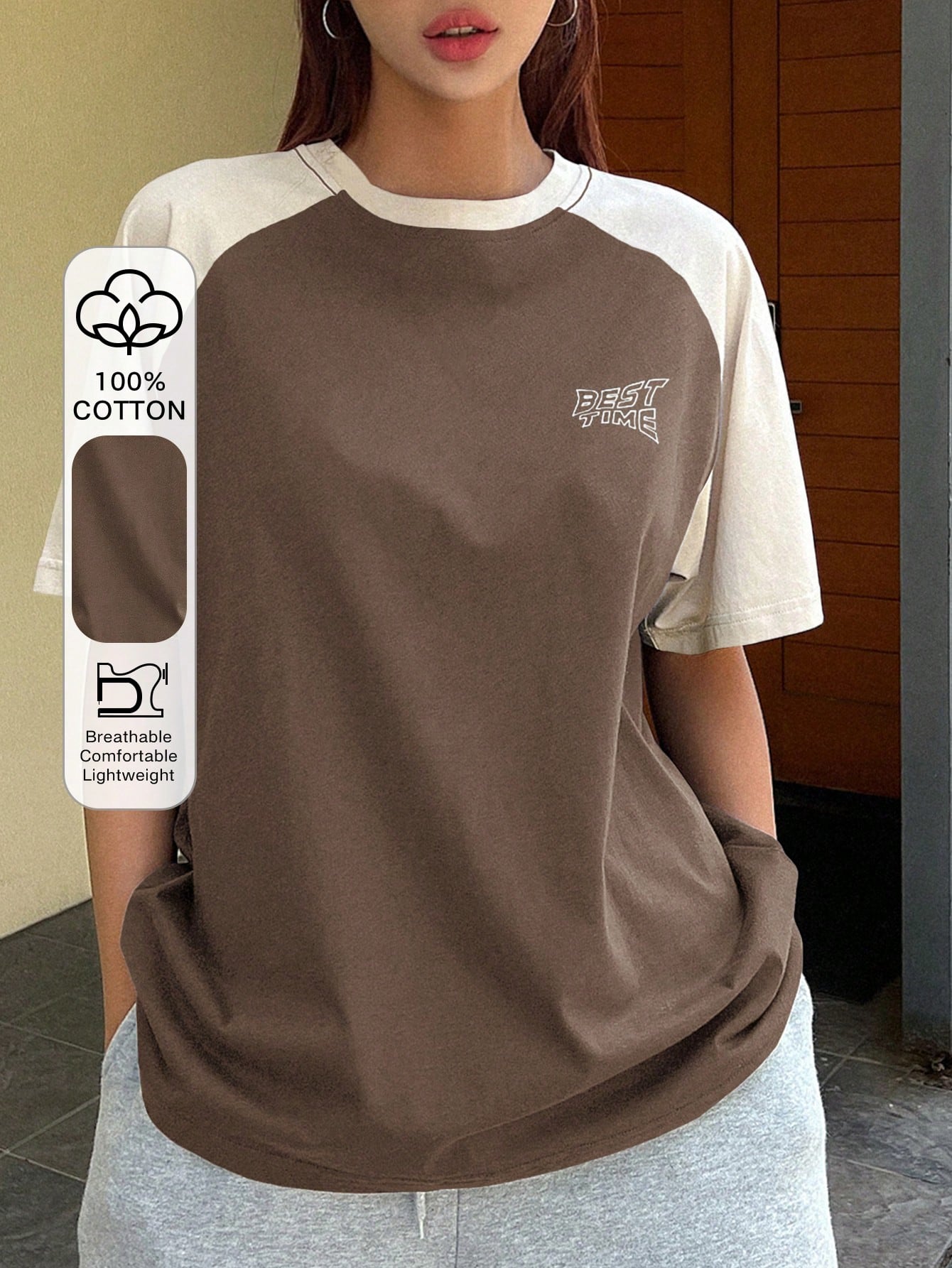 DAZY T-shirt surdimensionné à manches raglan avec graphique lettré