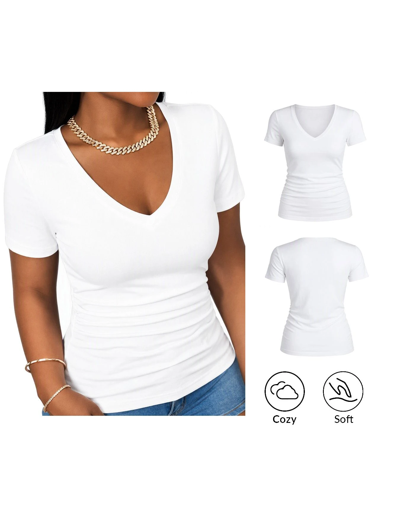 Slaydiva Hauts T-shirt Blouses Femmes Grandes Tailles Été Décontracté Traditionnel Ample — vue 7