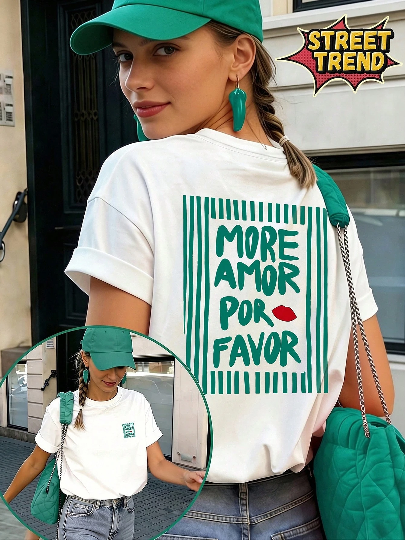 T-shirt décontracté à manches courtes et col rond pour femmes - motif imprimé, tissu doux — vue 3