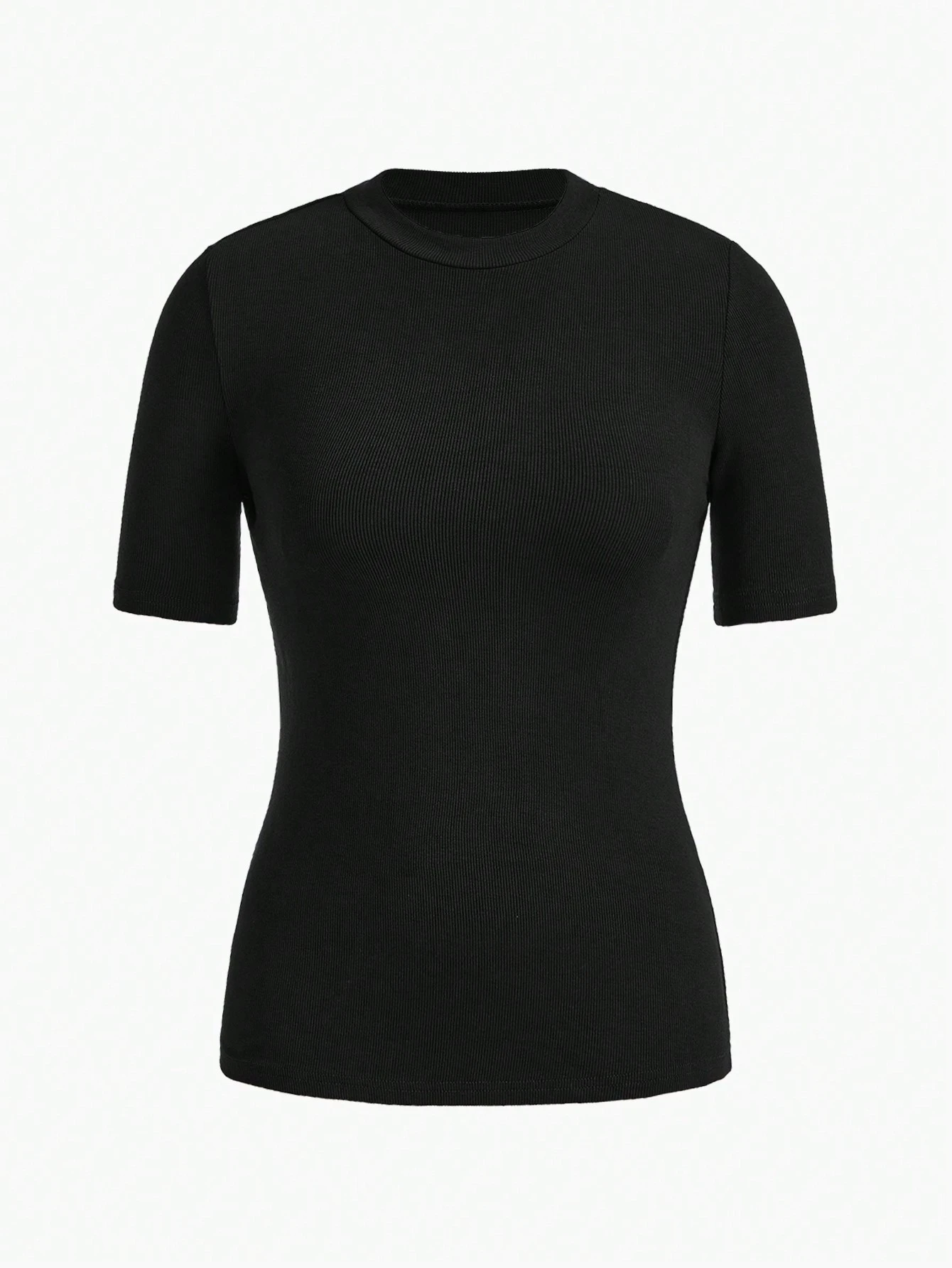 BASICS Chemise à manches courtes côtelées col montant coupe slim t-shirt basique — vue 2