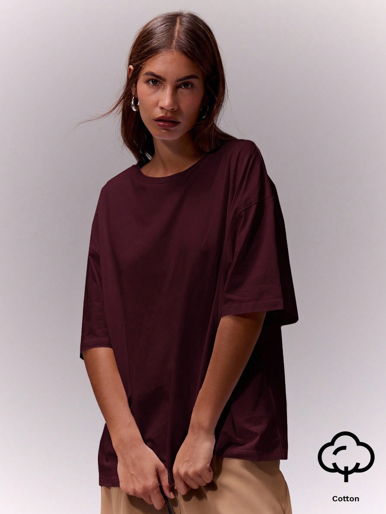 MUSERA ESSENTIALS T-shirt col rond surdimensionné doux, capsule vestimentaire — vue 4