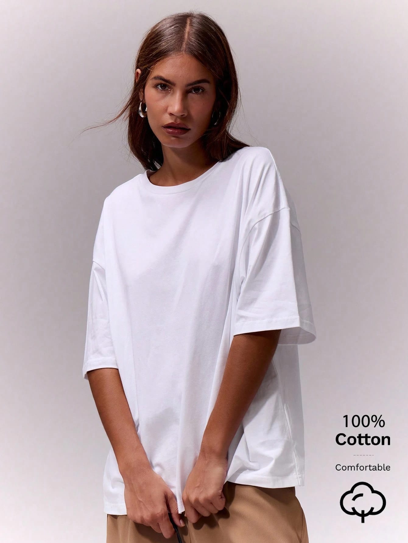 MUSERA ESSENTIALS T-shirt col rond surdimensionné doux, capsule vestimentaire
