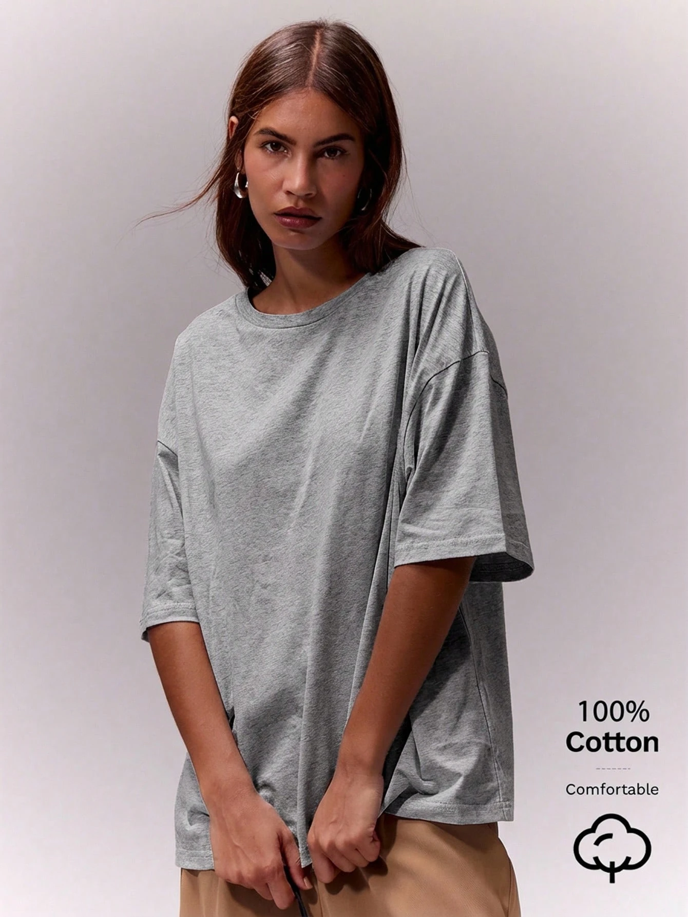 MUSERA ESSENTIALS T-shirt col rond surdimensionné doux, capsule vestimentaire — vue 3