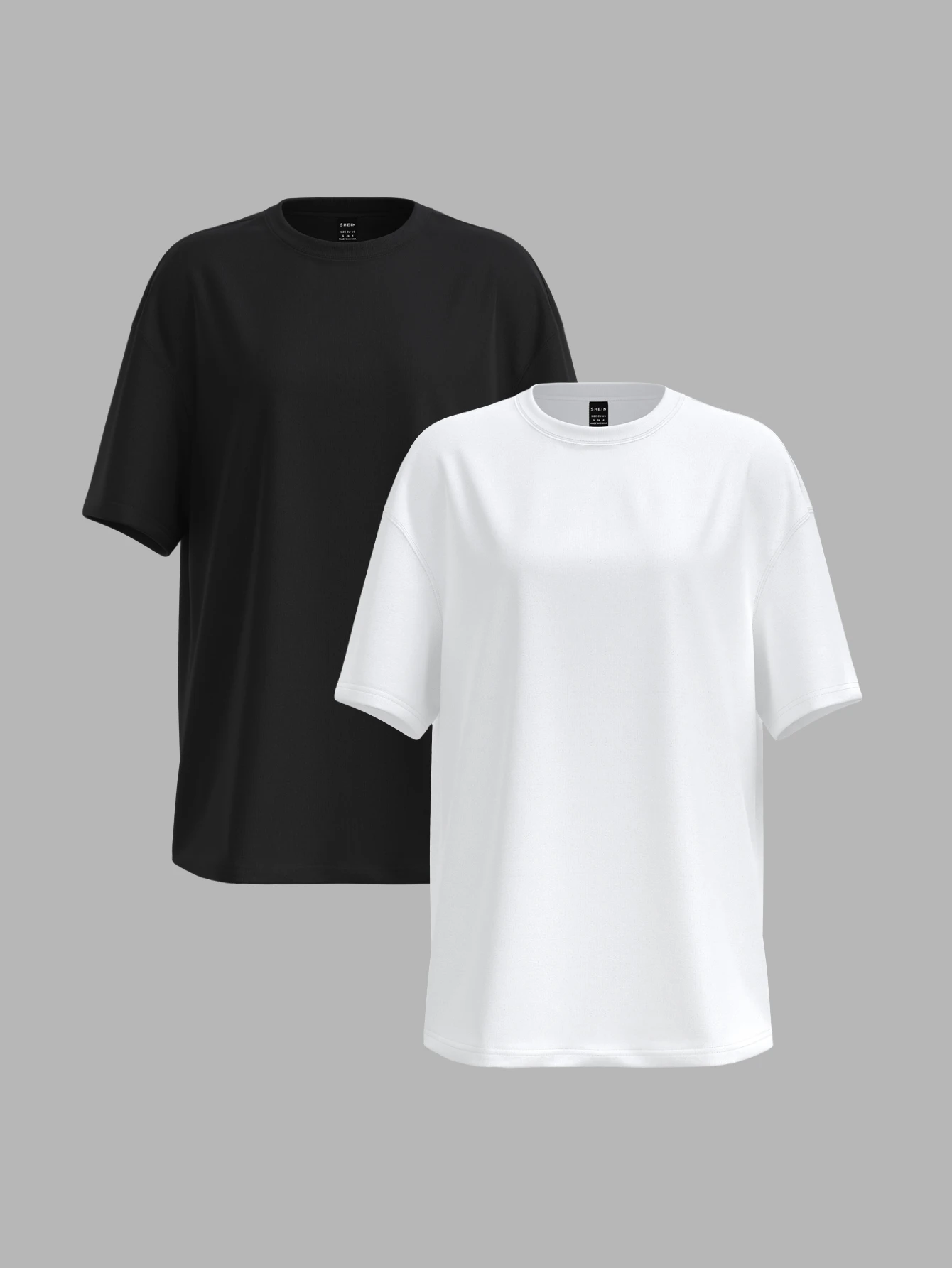 BASICS T-shirt décontracté pour femmes, couleur unie, épaules tombantes, coupe — vue 5