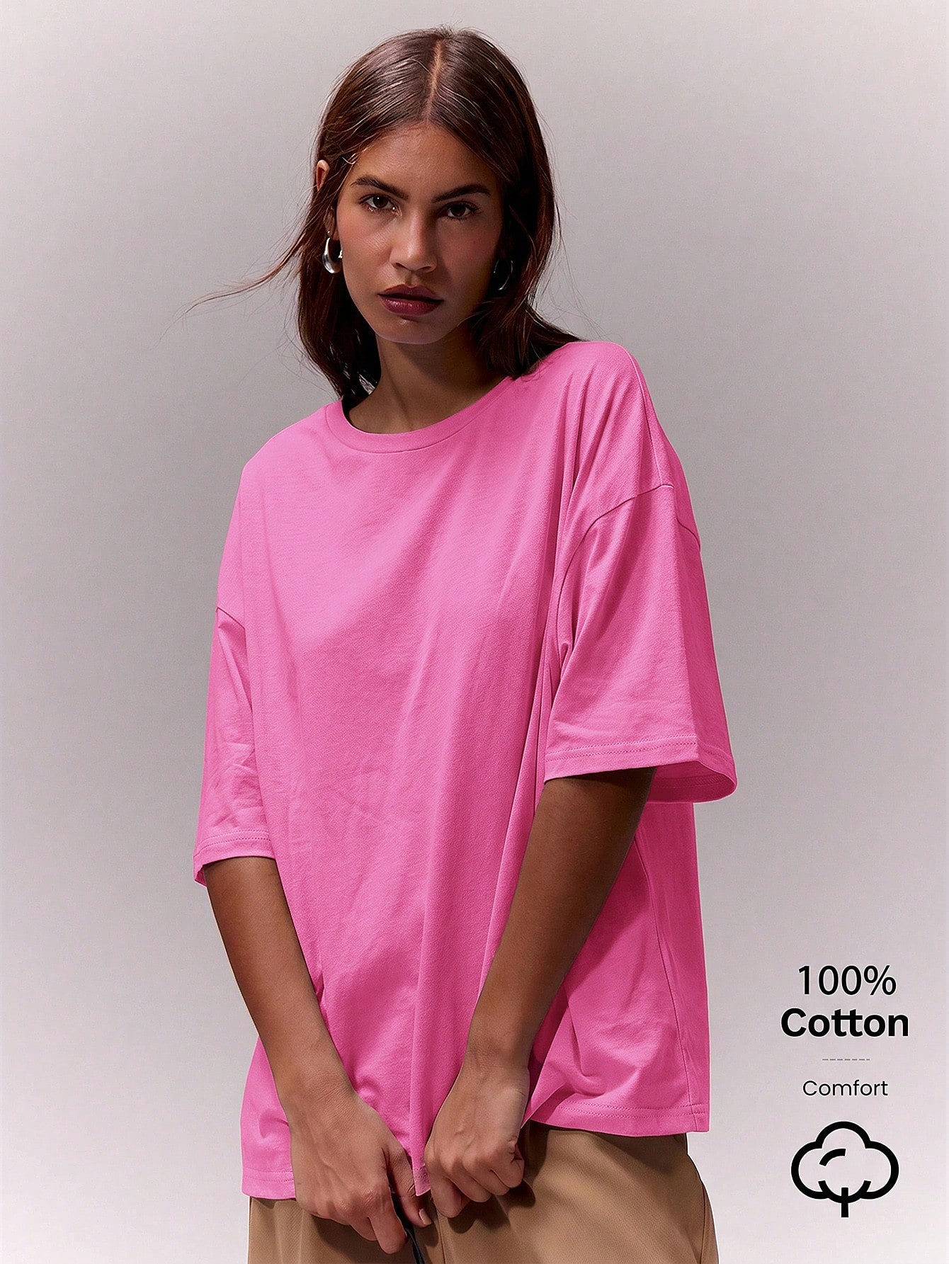 MUSERA ESSENTIALS T-shirt col rond surdimensionné doux, capsule vestimentaire — vue 5