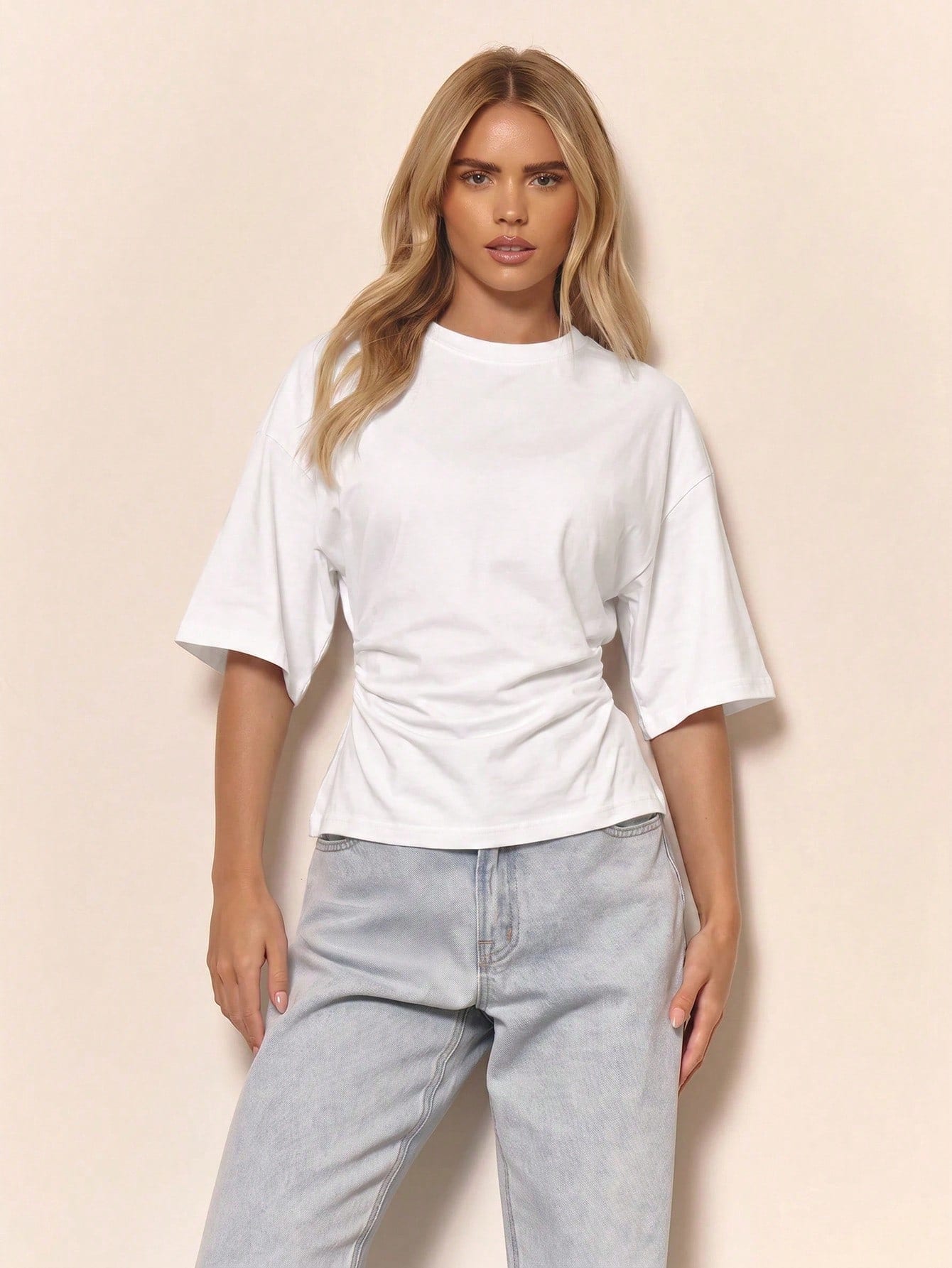 MUSERA T-shirt oversize décontracté à taille cintrée et froncée, style capsule wardrobe