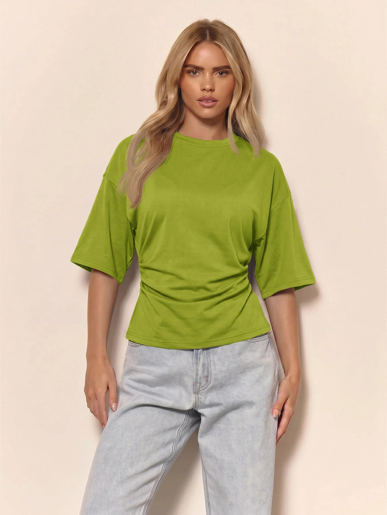 MUSERA T-shirt oversize décontracté à taille cintrée et froncée, style capsule wardrobe — vue 6