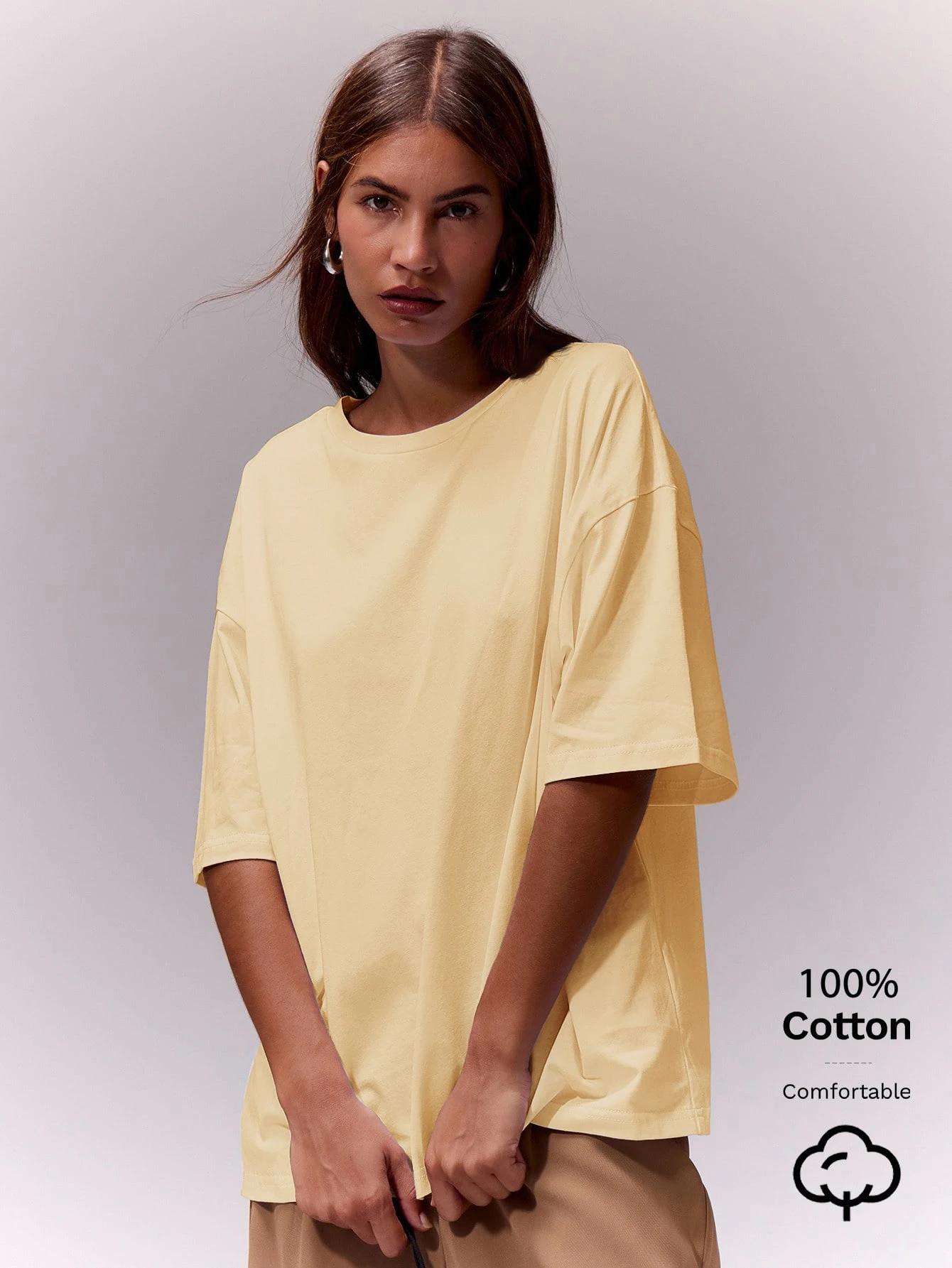MUSERA ESSENTIALS T-shirt col rond surdimensionné doux, capsule vestimentaire — vue 8