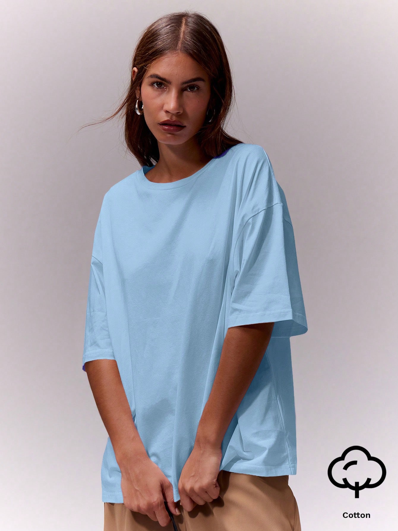 MUSERA ESSENTIALS T-shirt col rond surdimensionné doux, capsule vestimentaire — vue 7