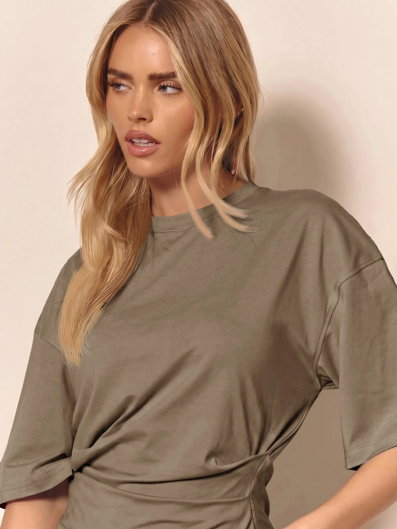 MUSERA T-shirt oversize décontracté à taille cintrée et froncée, style capsule wardrobe — vue 10