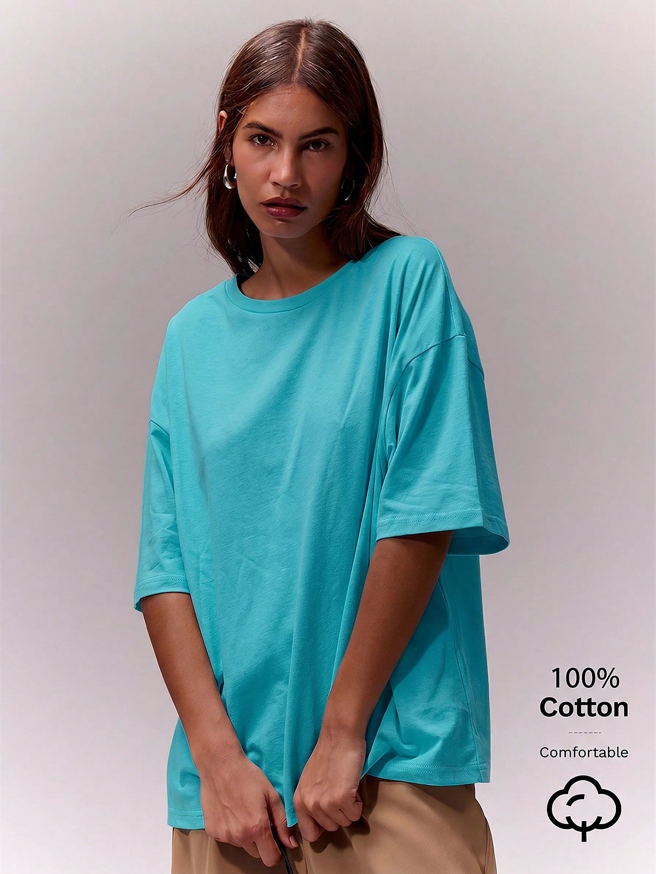 MUSERA ESSENTIALS T-shirt col rond surdimensionné doux, capsule vestimentaire — vue 15