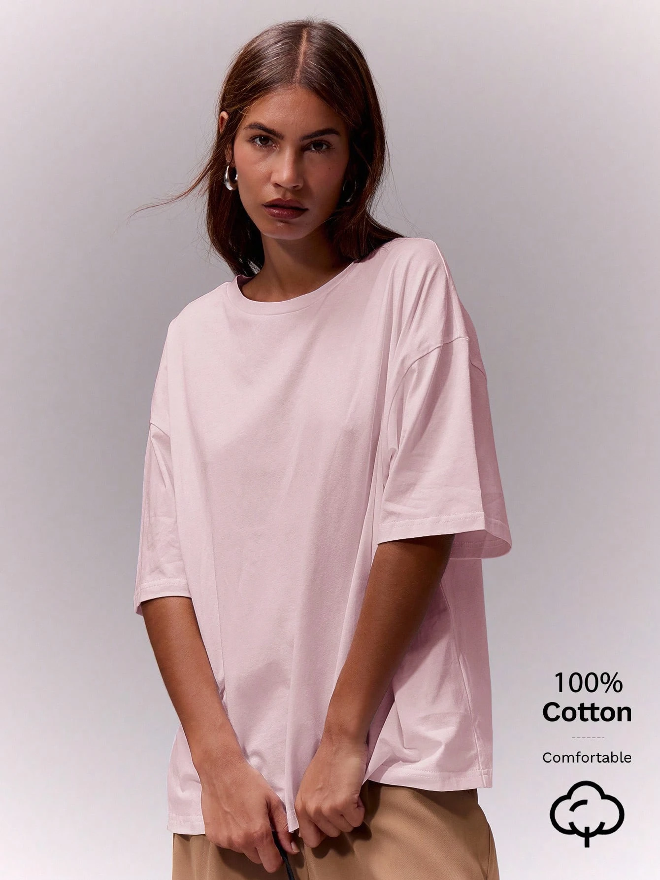 MUSERA ESSENTIALS T-shirt col rond surdimensionné doux, capsule vestimentaire — vue 16
