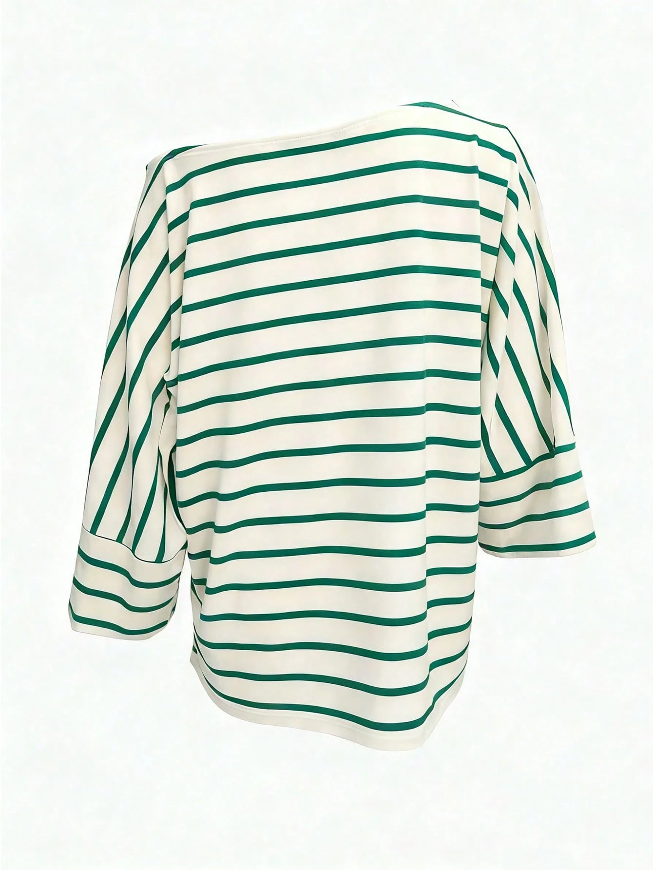 T-shirt asymétrique à rayures pour femmes, décontracté, polyvalent pour le port — vue 11