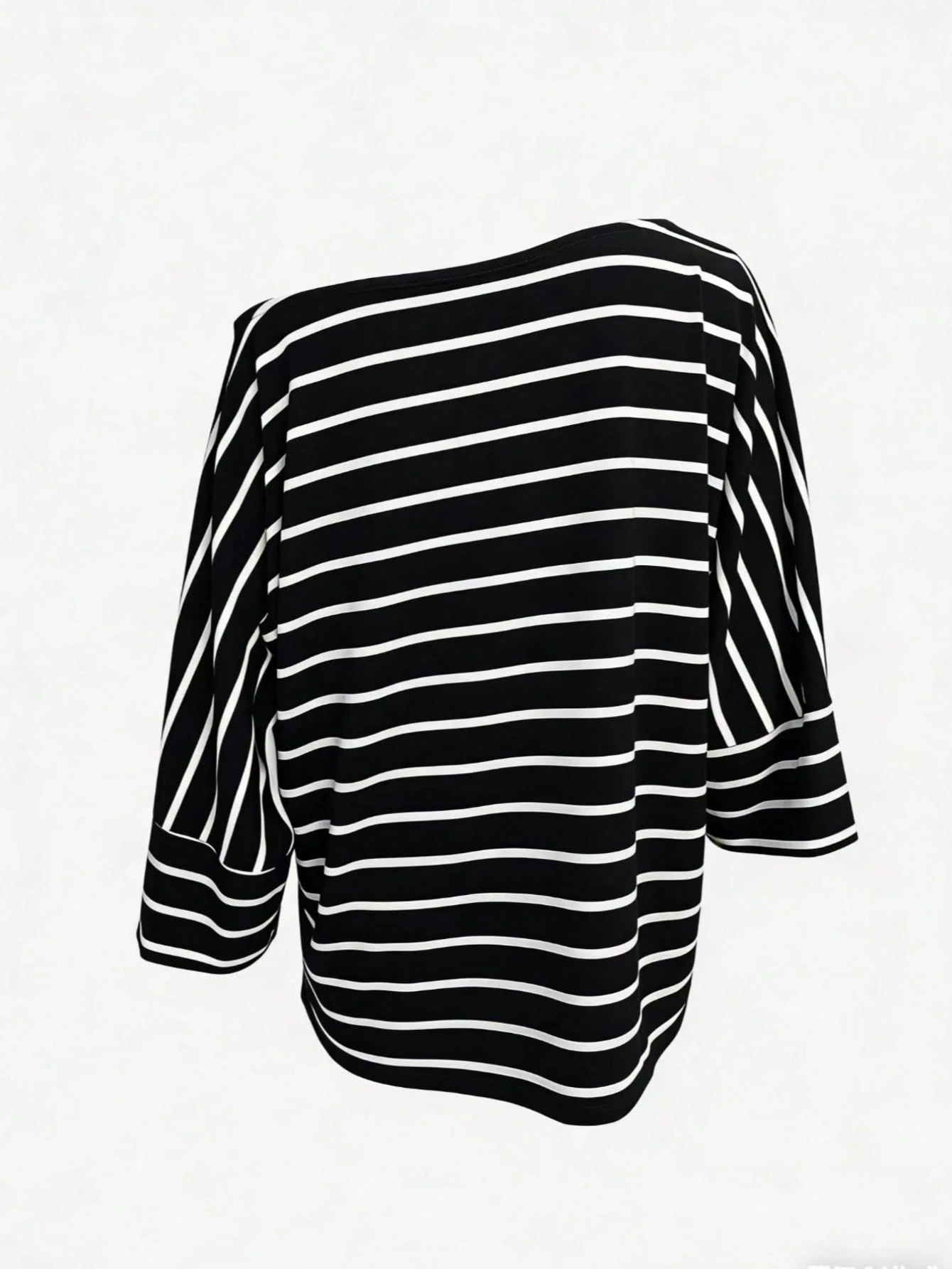 T-shirt asymétrique à rayures pour femmes, décontracté, polyvalent pour le port — vue 12