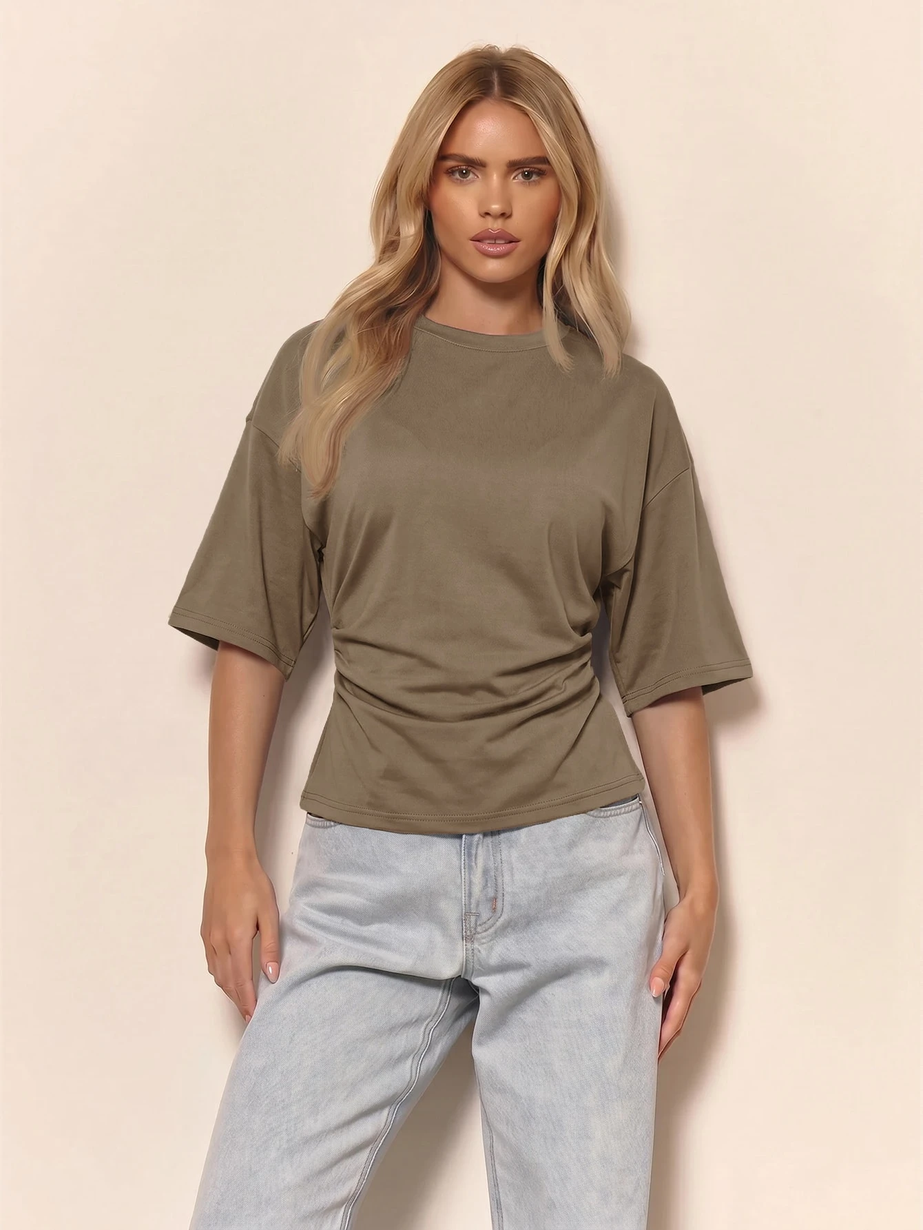 MUSERA T-shirt oversize décontracté à taille cintrée et froncée, pour vacances, — vue 3