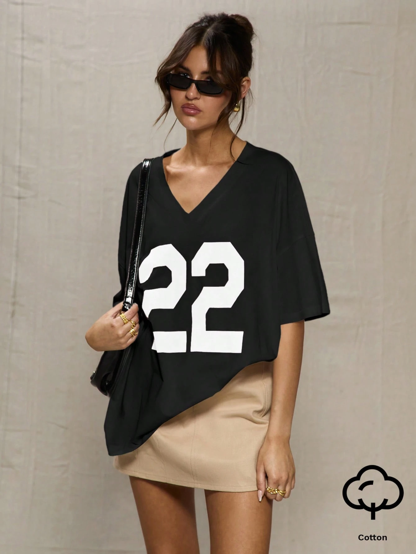 MUSERA T-shirt de baseball oversize décontracté mignon avec imprimé graphique, t-shirt — vue 2