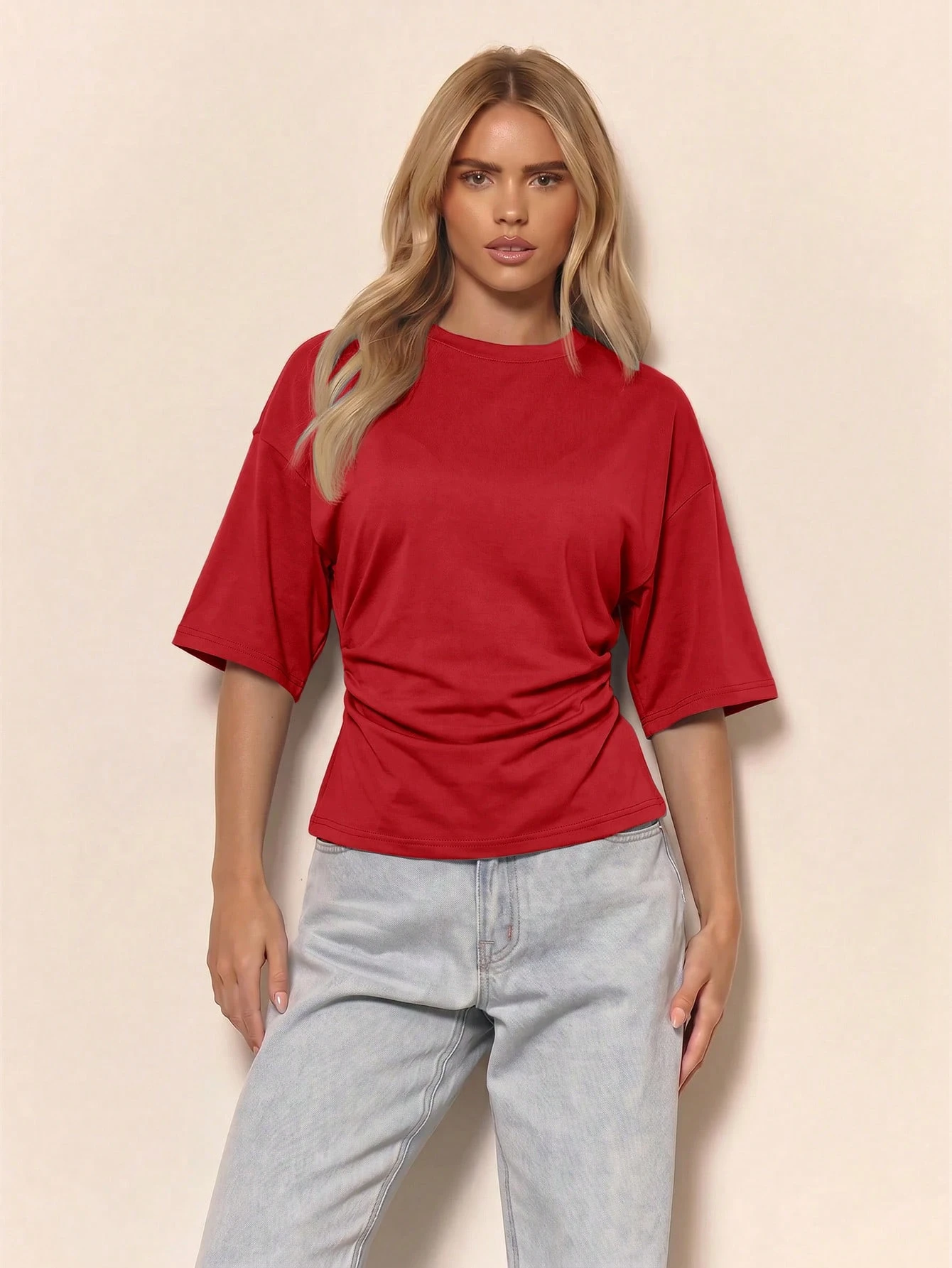 MUSERA T-shirt oversize décontracté à taille cintrée et froncée, pour vacances, — vue 4