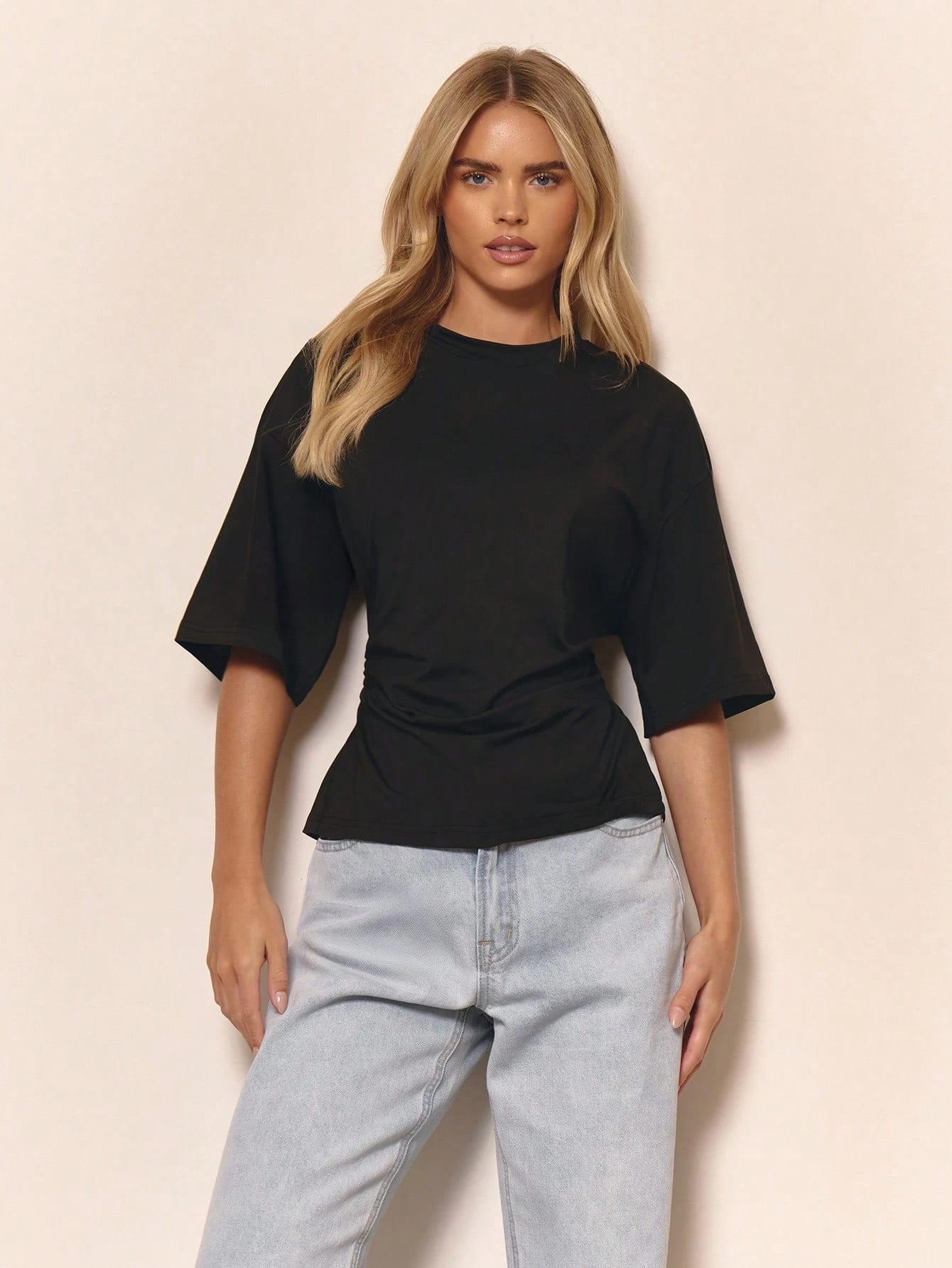 MUSERA T-shirt oversize décontracté à taille cintrée et froncée, pour vacances,