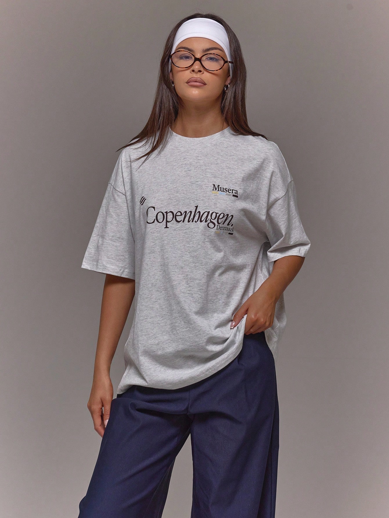 MUSERA T-shirt surdimensionné doux à col ras-du-cou brodé, décontracté, mignon, ample, — vue 3