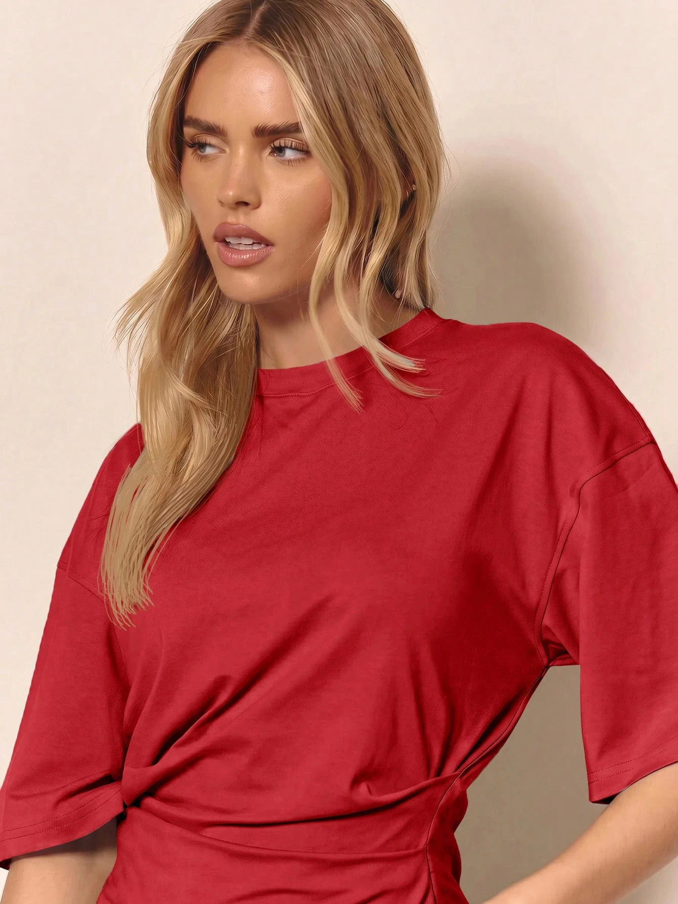 MUSERA T-shirt oversize décontracté à taille cintrée et froncée, pour vacances, — vue 11