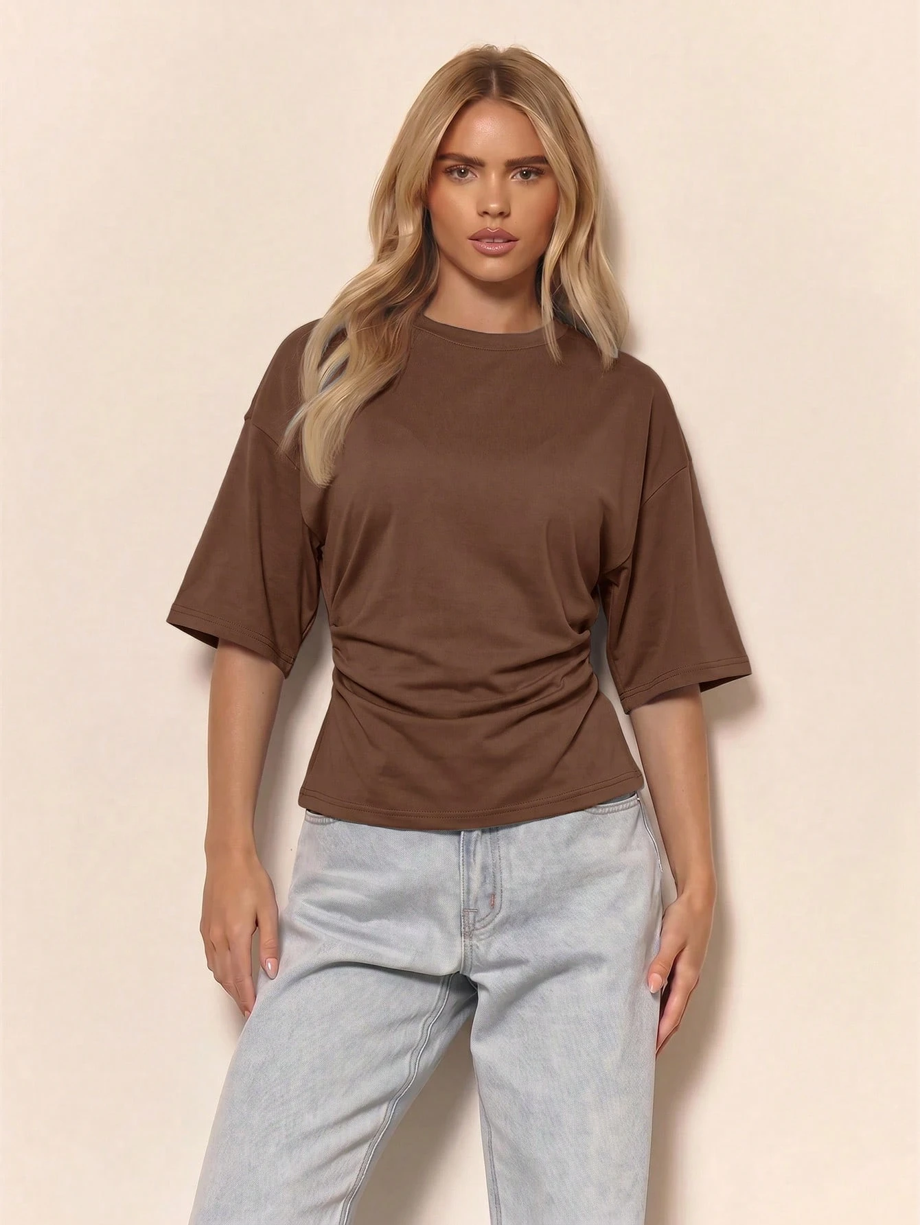 MUSERA T-shirt oversize décontracté à taille cintrée et froncée, pour vacances, — vue 7