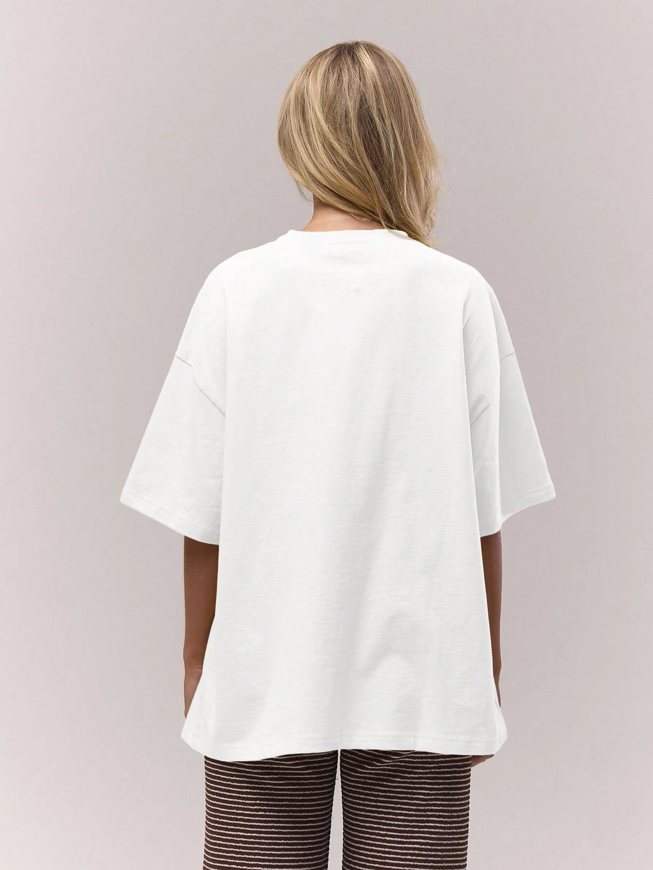 MUSERA T-shirt surdimensionné doux à col ras-du-cou brodé, décontracté, mignon, ample, — vue 11