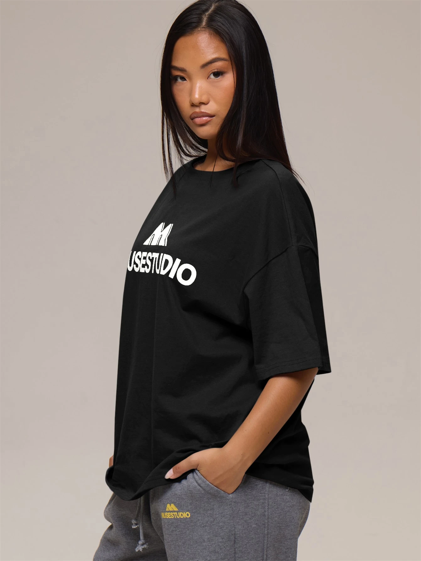 MUSERA T-shirt surdimensionné doux à col ras-du-cou brodé, décontracté, mignon, ample, — vue 12