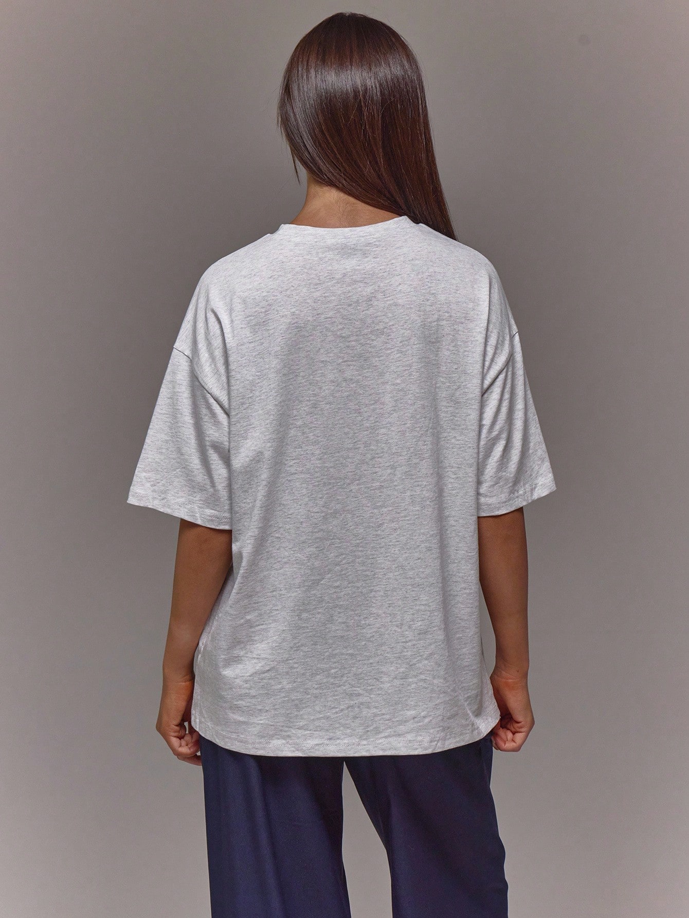 MUSERA T-shirt surdimensionné doux à col ras-du-cou brodé, décontracté, mignon, ample, — vue 8