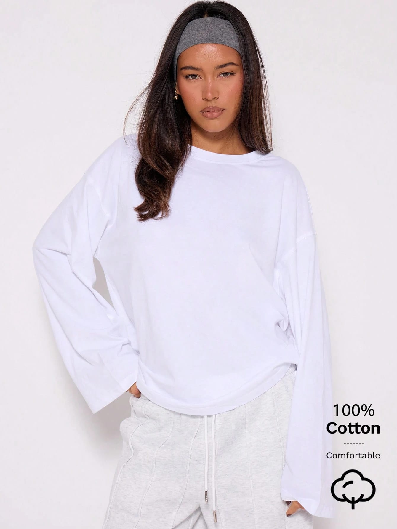 MUSERA Top ample à manches longues, t-shirt oversize décontracté pour tous les jours,