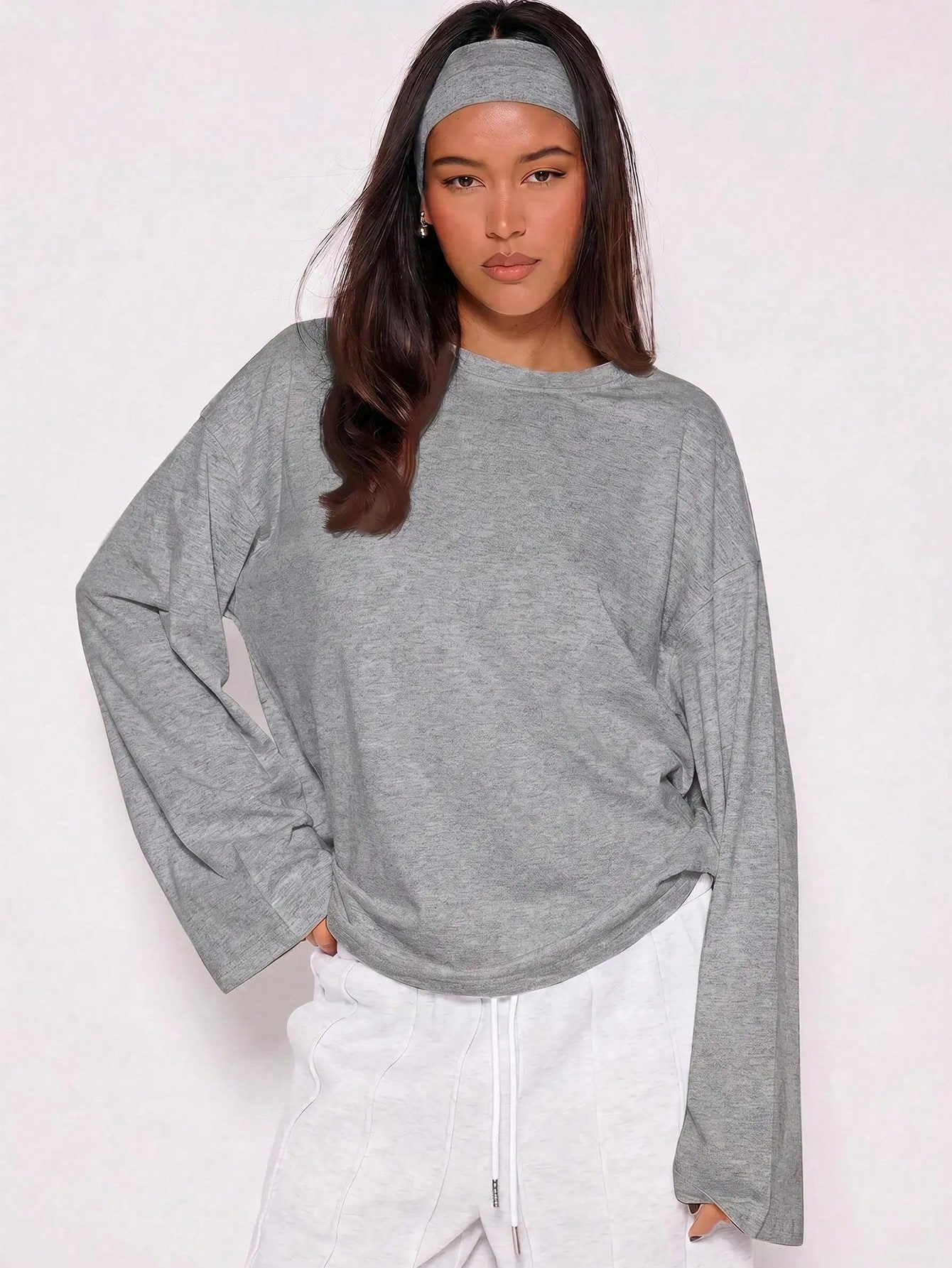 MUSERA Top ample à manches longues, t-shirt oversize décontracté pour tous les jours, — vue 3