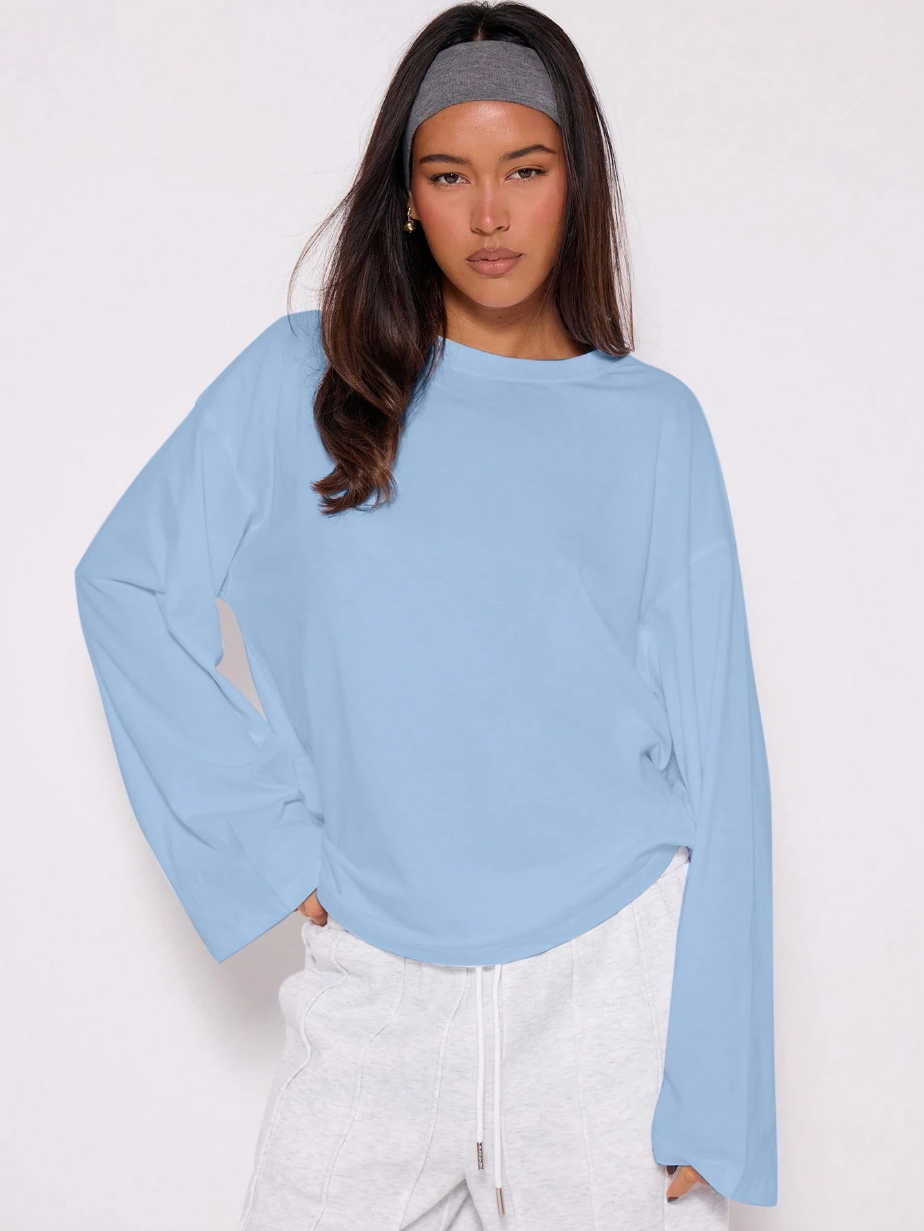 MUSERA Top ample à manches longues, t-shirt oversize décontracté pour tous les jours, — vue 6