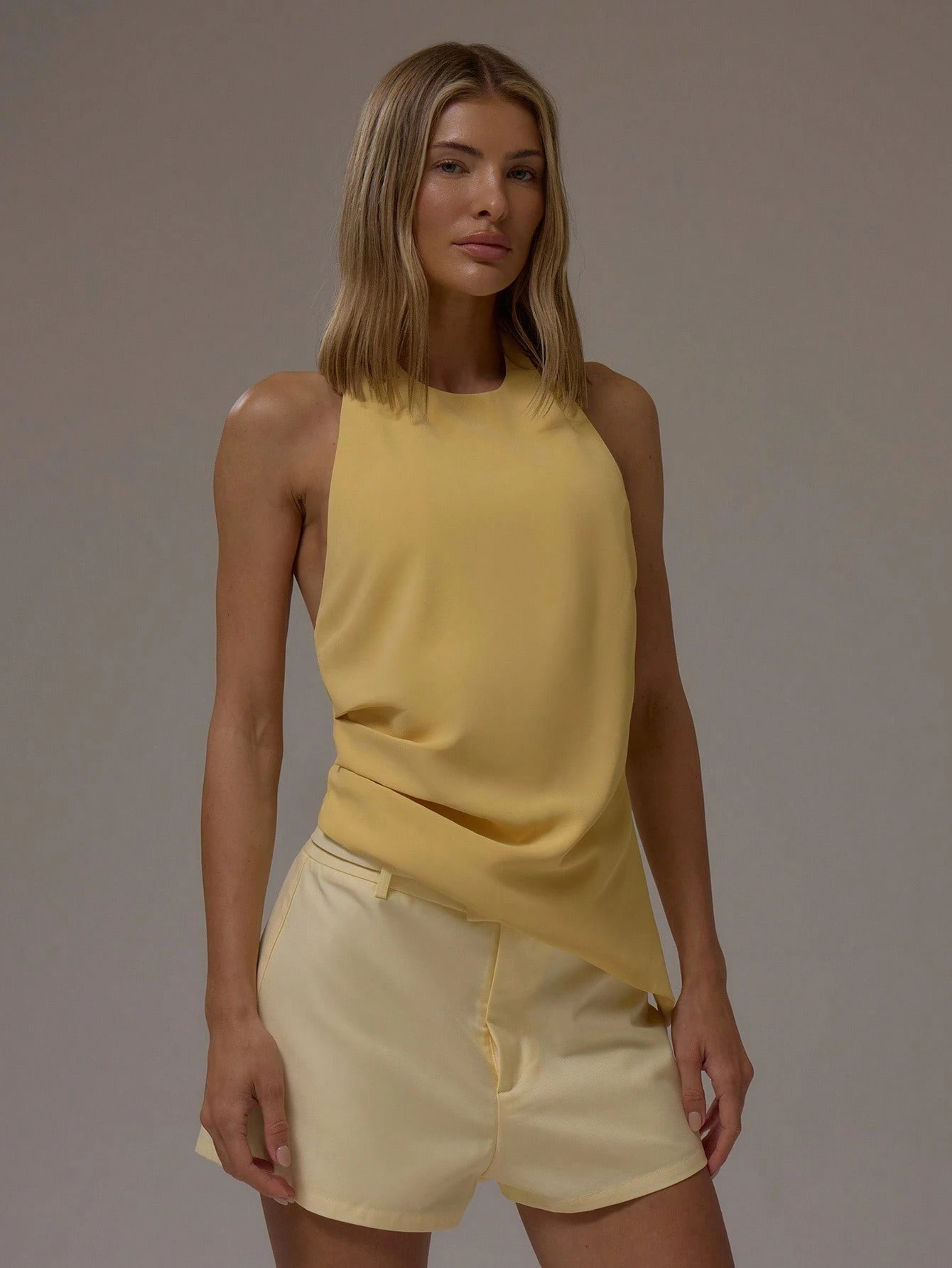 MUSERA Top à col licou, ourlet asymétrique, dos ouvert avec nœud, automne hiver, business — vue 6
