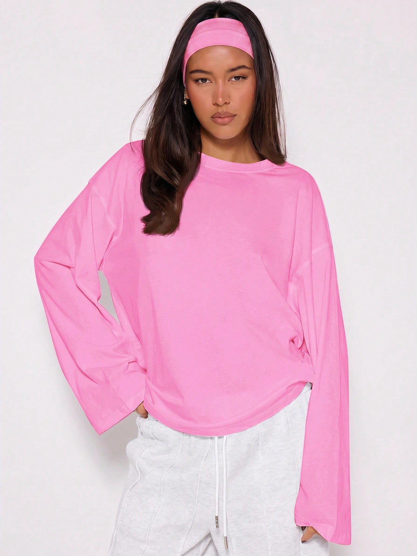 MUSERA Top ample à manches longues, t-shirt oversize décontracté pour tous les jours, — vue 4