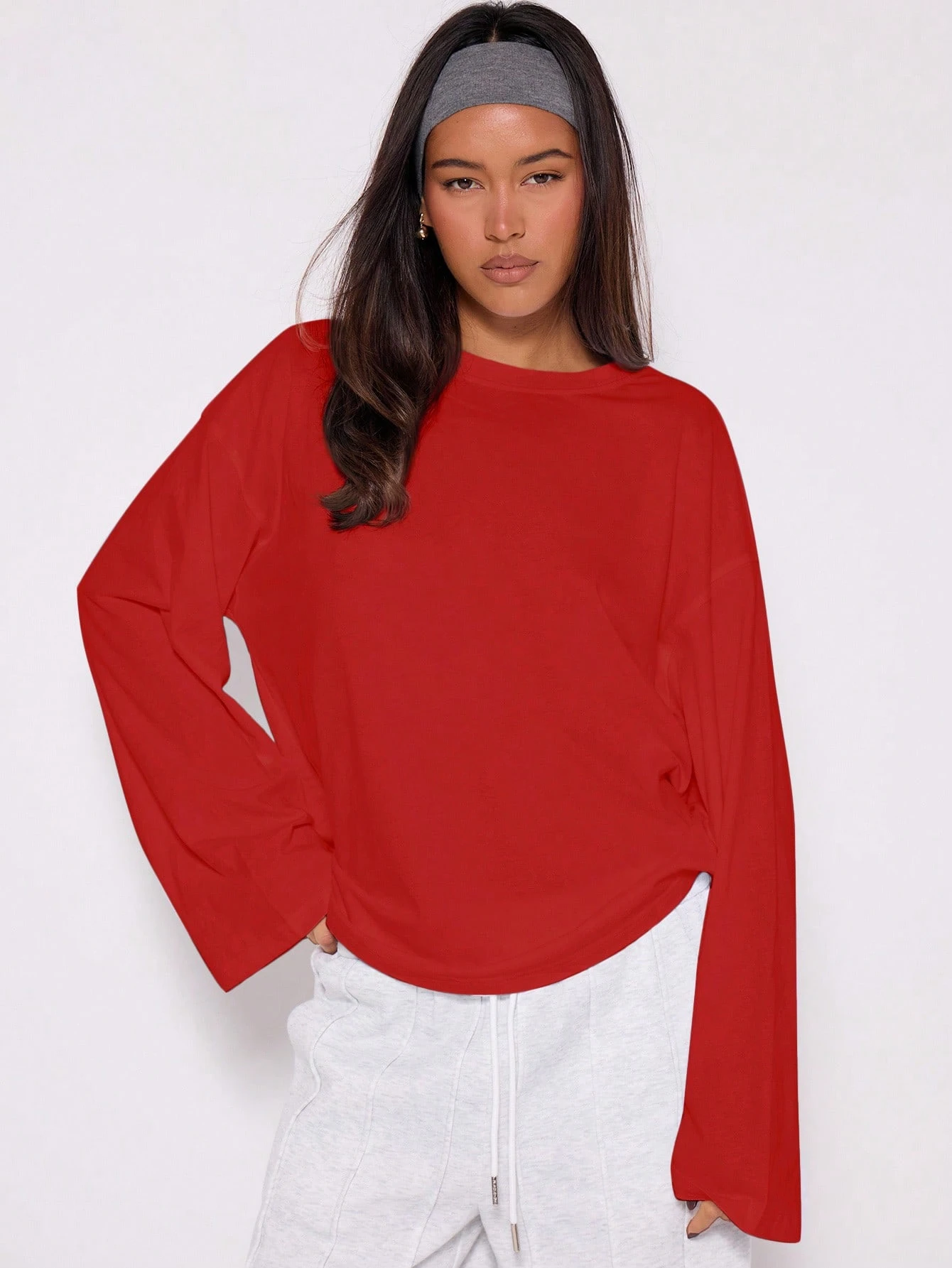 MUSERA Top ample à manches longues, t-shirt oversize décontracté pour tous les jours, — vue 5