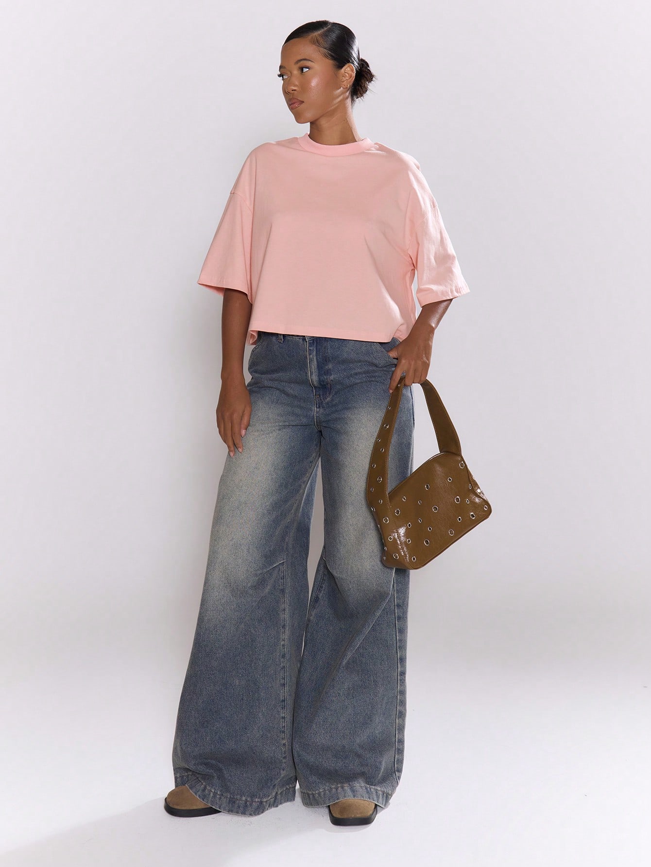 MUSERA T-shirt oversize col ras-du-cou manches coude mignon basique pour vacances travail — vue 3