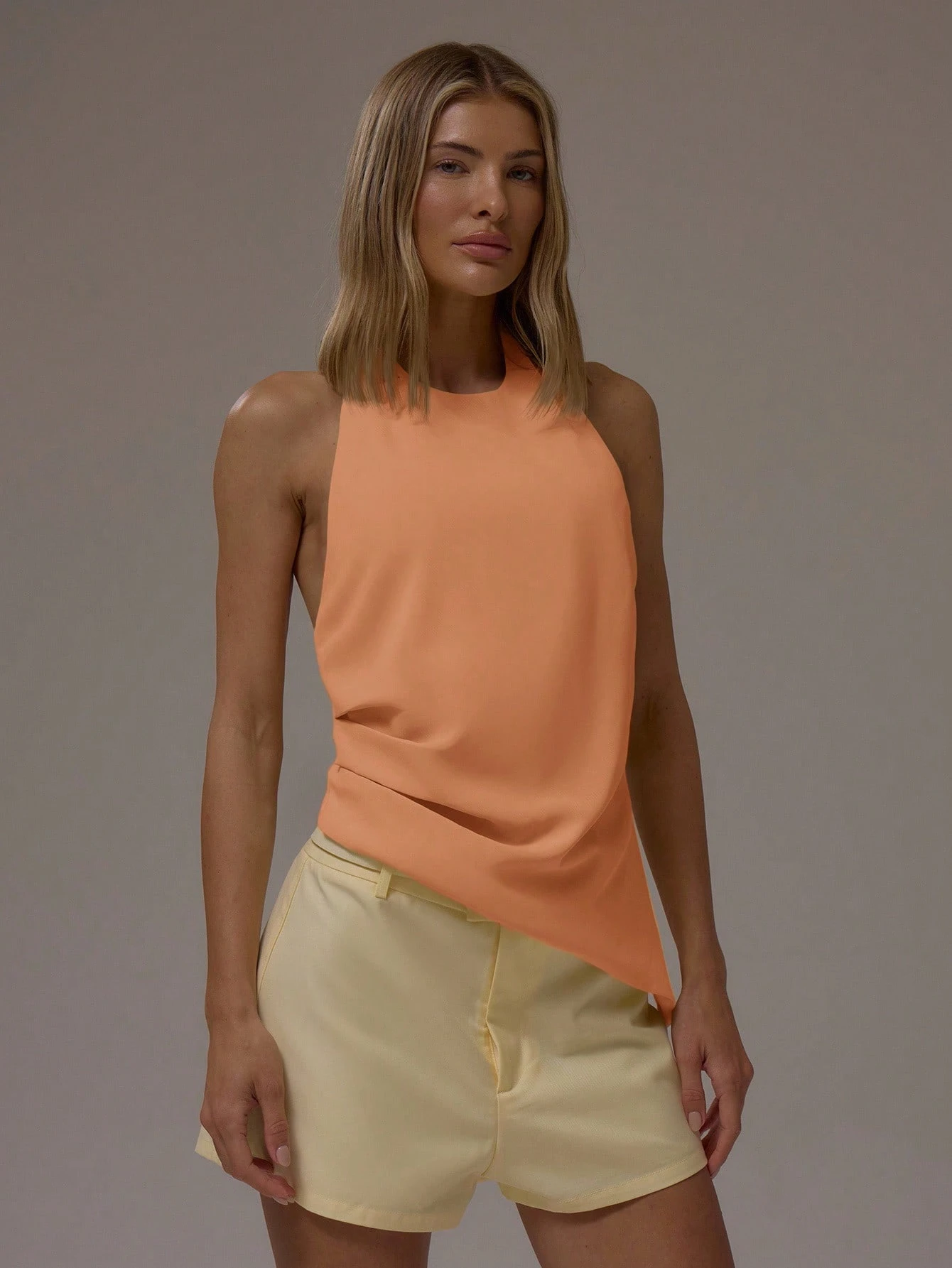 MUSERA Top à col licou, ourlet asymétrique, dos ouvert avec nœud, automne hiver, business — vue 5
